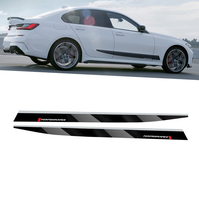 x xotic tech 2pcs M-Performance Auto Car Body Side Skirt Stripe Trim Lower Door Sill Panel Decal Vinyl Sticker Compatible with BMW G20, Glossy Black - Image 1